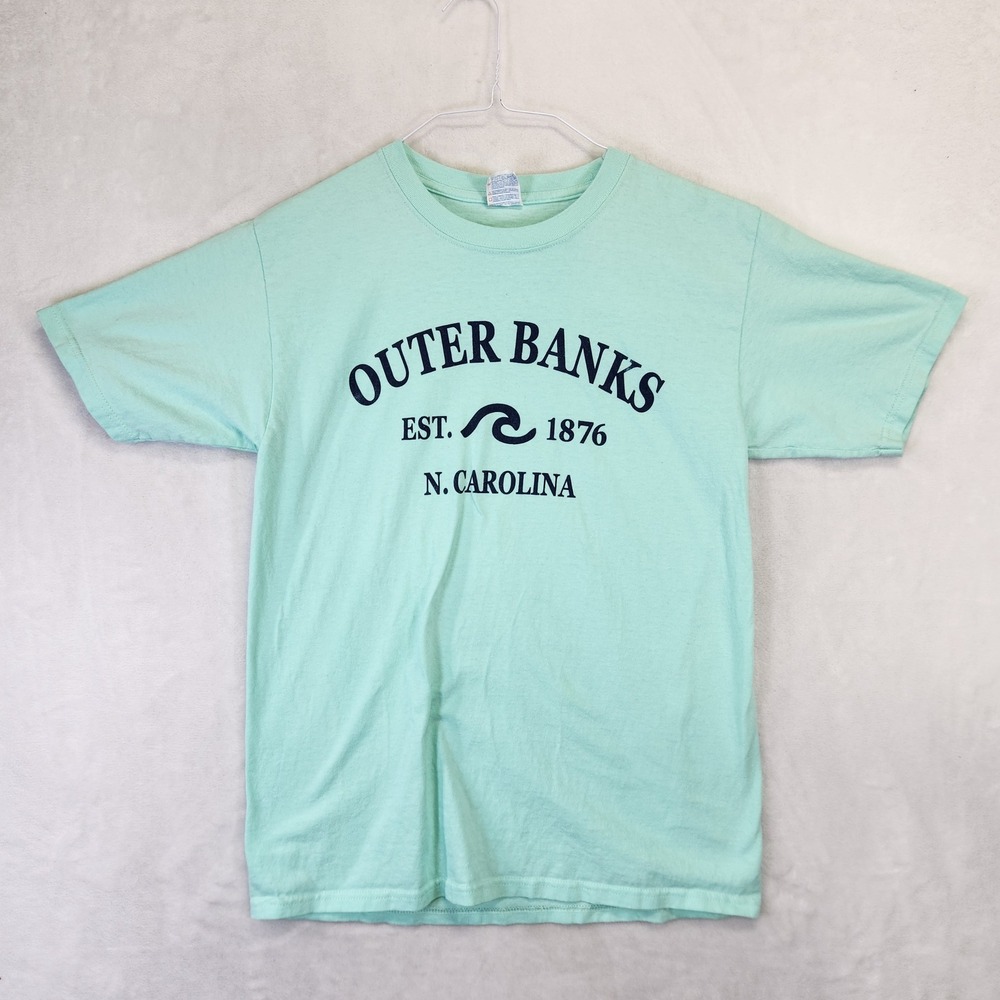 Yazbek Outer Banks North Carolina Graphic‎ T-Shirt Mens Medium Mint Green OBX